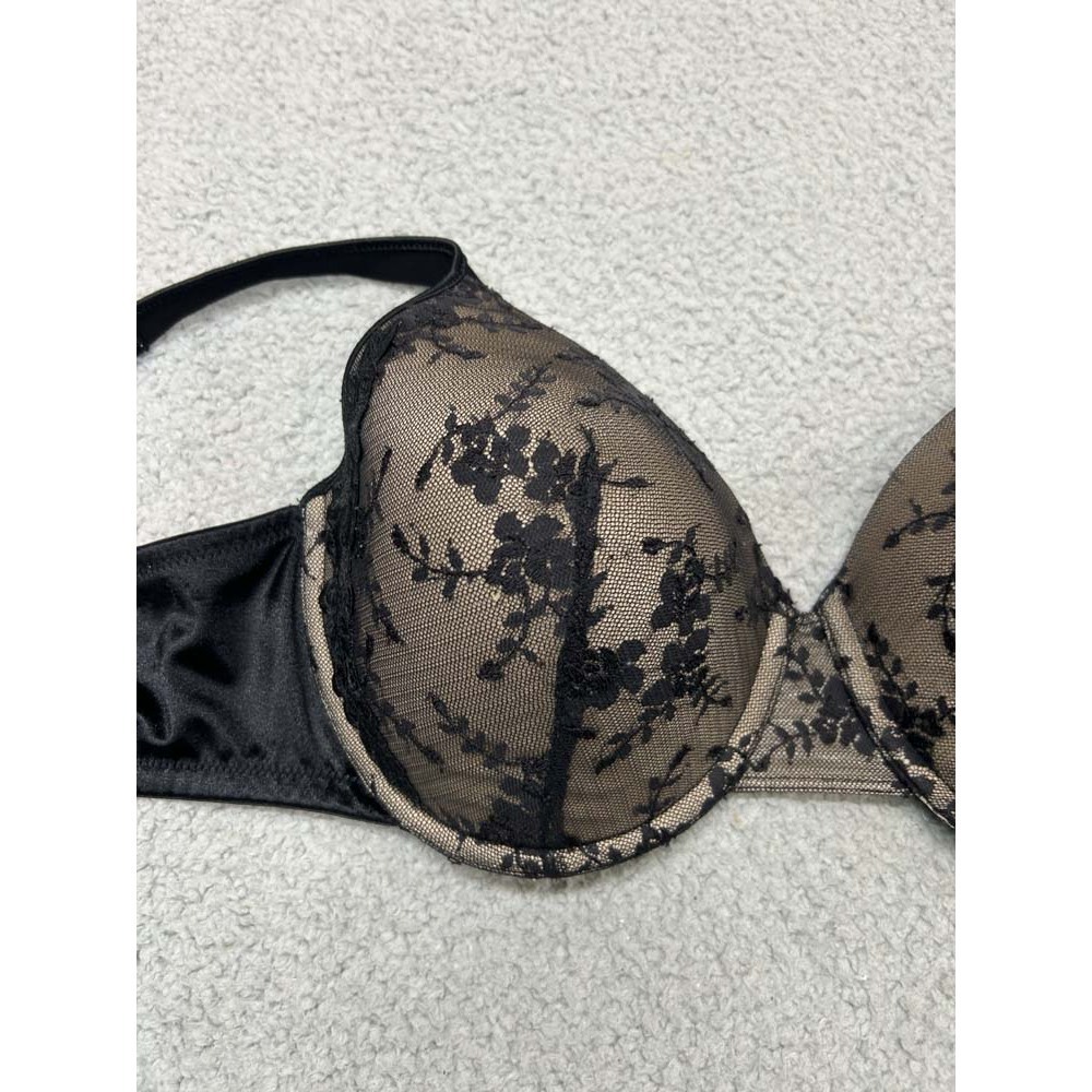 Playtex Bra 40D Underwire M908 taupe-colored or black floral lace underwire bra